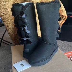 Black Bailey Bow Tall UGG Ribbon Boots